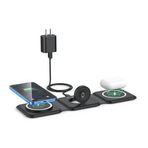 Wireless Charger 3 in 1 RTOPS Magnetic Travel Wireless Charging Station Black